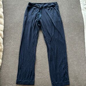 Soma Size small navy blue pajama pants with small gold stars.